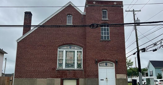 Front of church building.